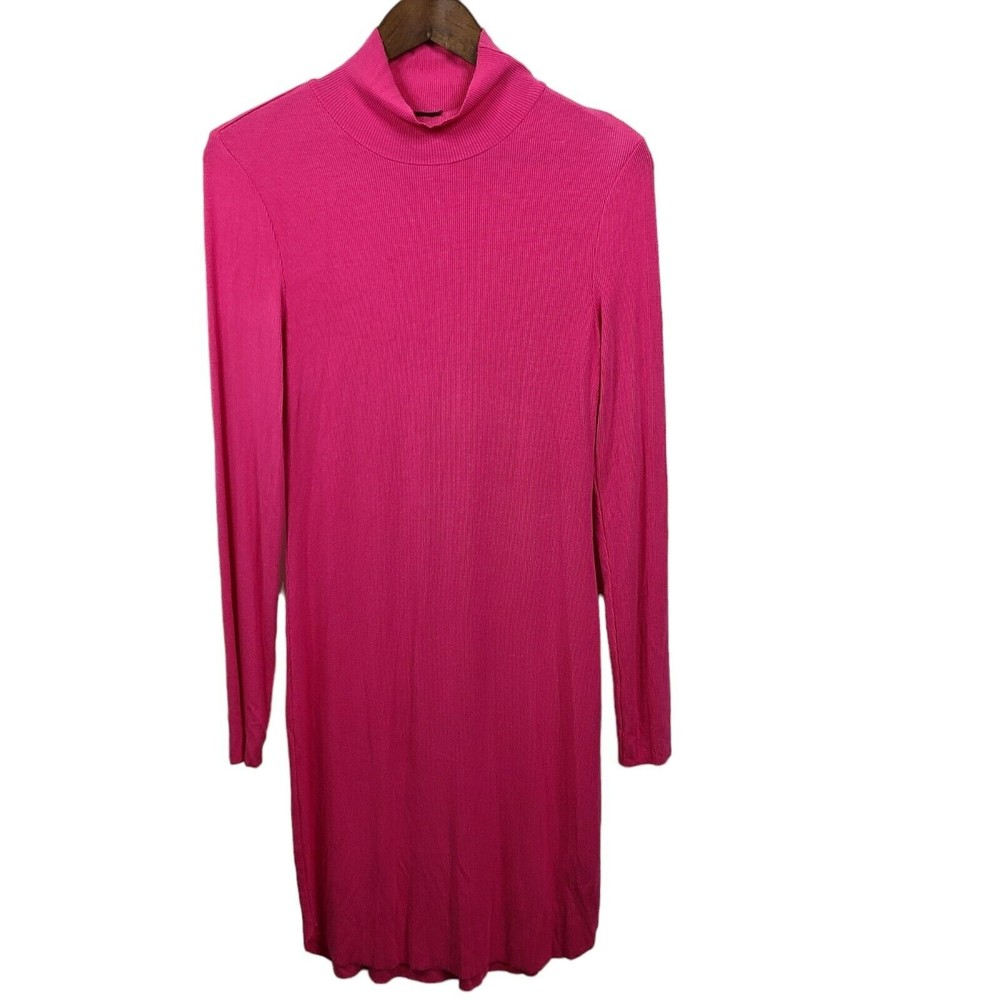 Sanctuary Pink Ribbed Mock Neck Midi Dress Small